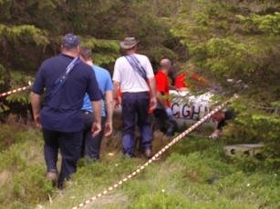 Going down the hillside to the wreck